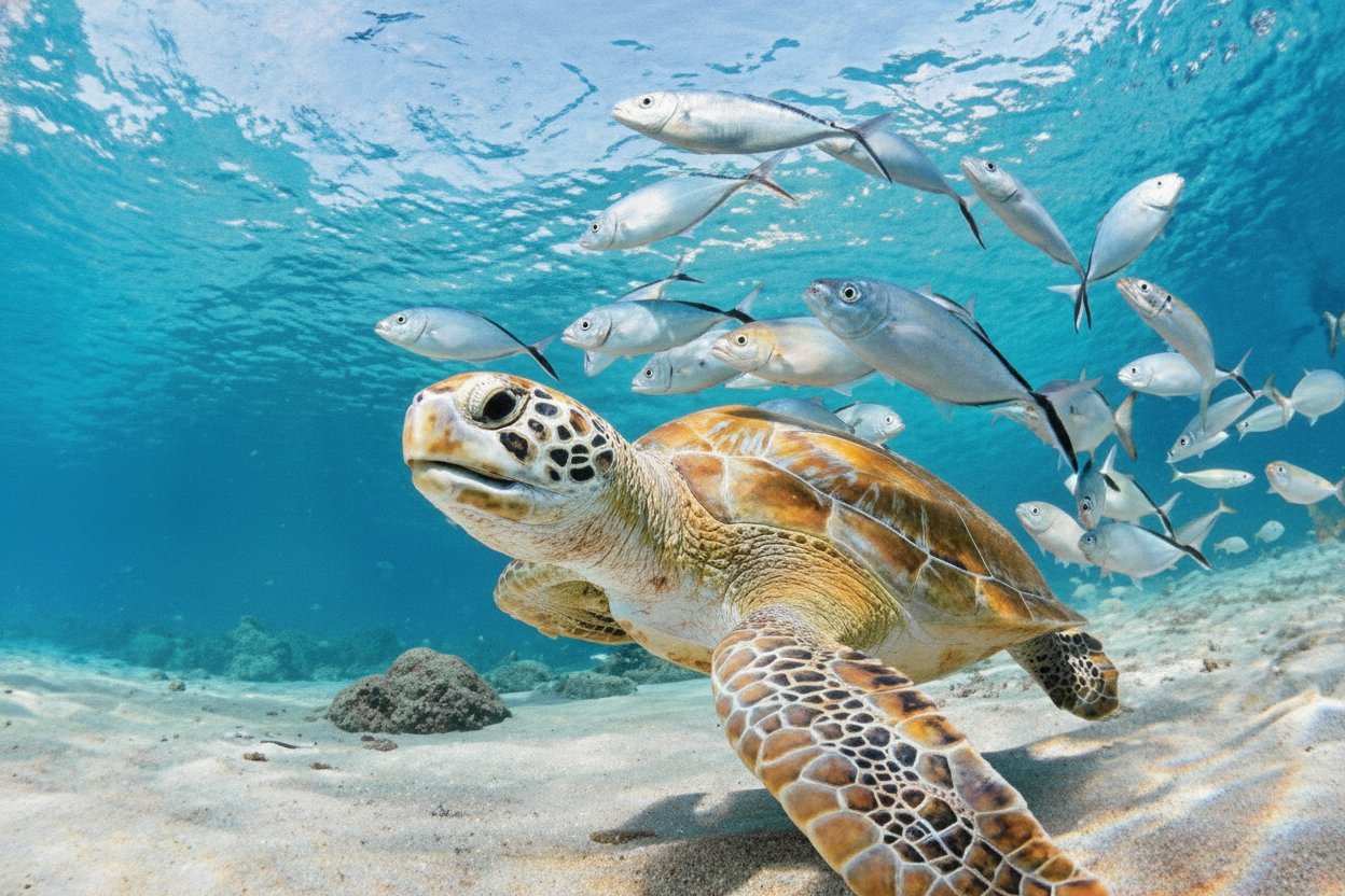 Sardine run and sea turtle
