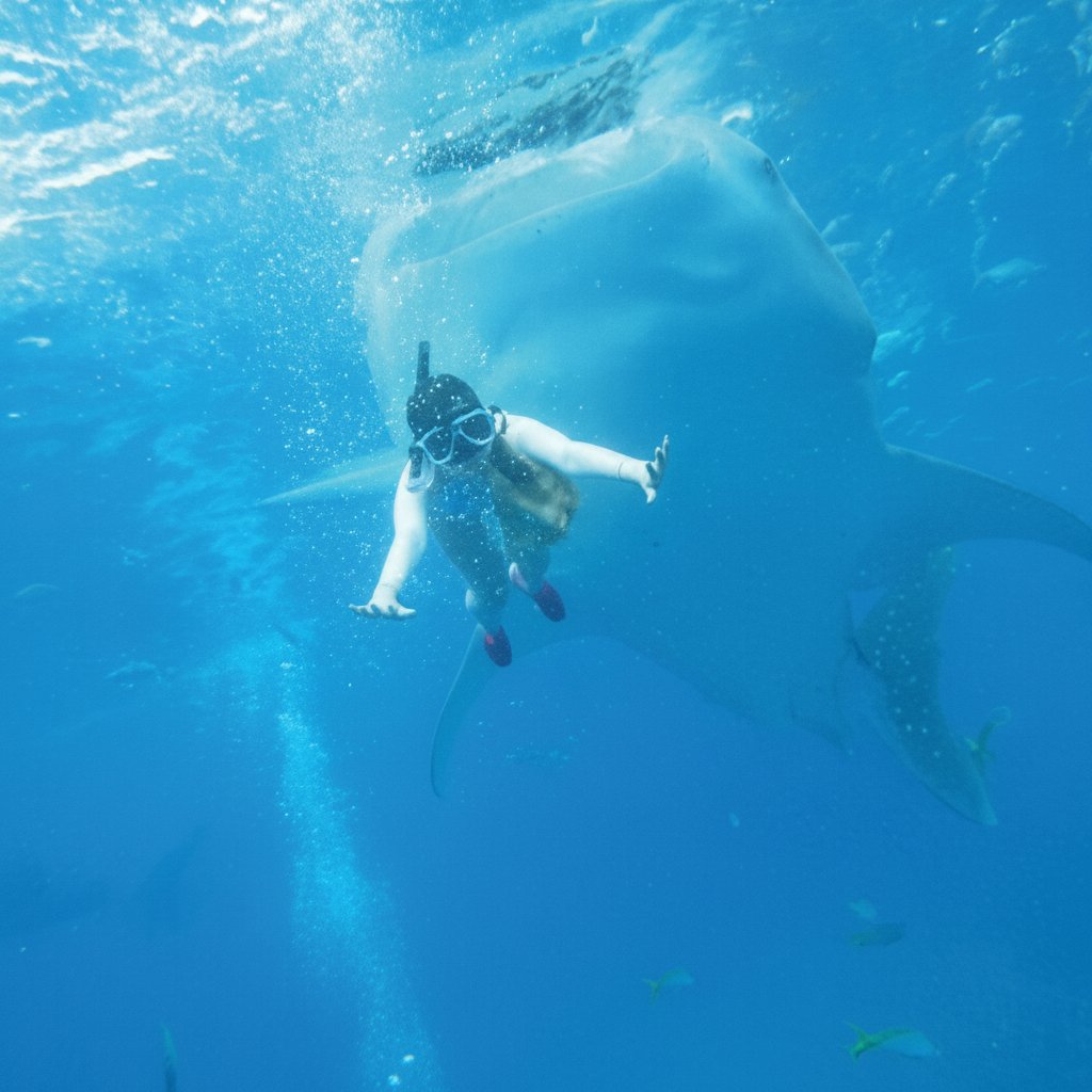 Whale shark with diver